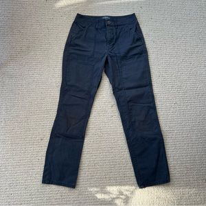 REI canvas work pants, women medium, navy blue